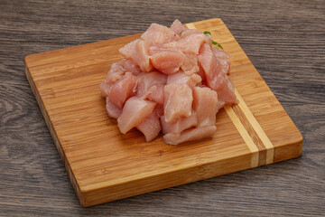 Raw diced chicken for cooking