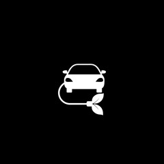 Eco car icon isolated on dark background