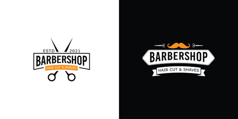 Retro barbershop logo design concept.