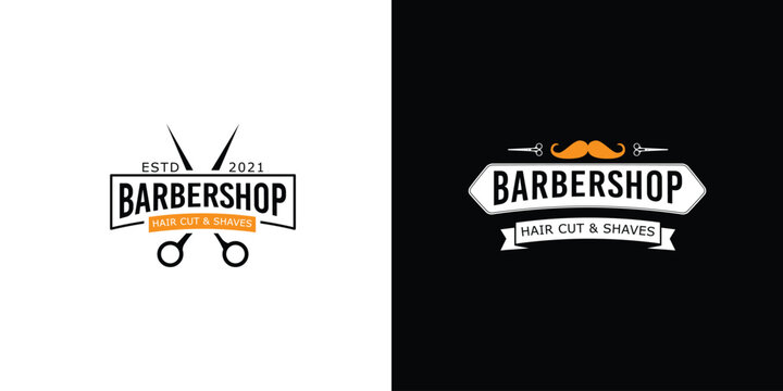 Retro barbershop logo design concept.