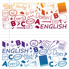 English courses, english learning. Vector pattern. Online courses.