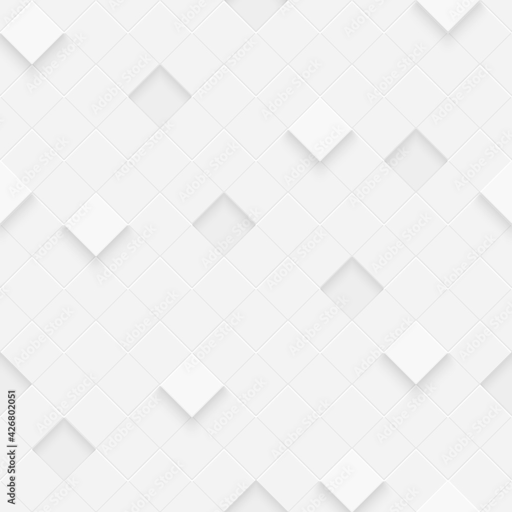 Wall mural 3d seamless cubes pattern. white ceramic tile background. abstract square diagonal mosaic.