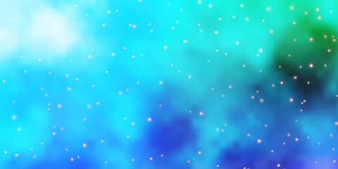 Light Blue, Green vector layout with bright stars.
