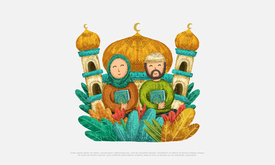 cute Islamic design illustrations