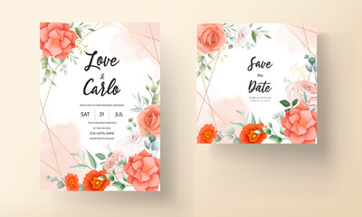 Elegant wedding invitation template with floral decoration