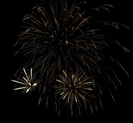 Fireworks sparkles in the night sky as background