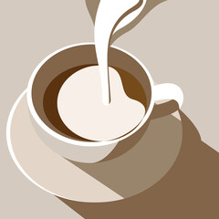 A cup of  coffee with milk. Vector illustration.