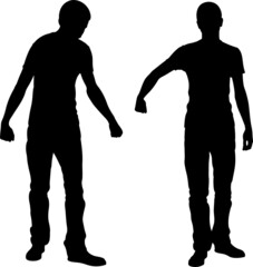 silhouettes of men lifting or holding things