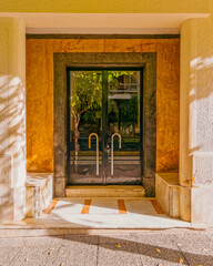 classic '60s design elegant house front entrance door, Athens Greece