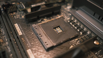close up of a computer motherboard
