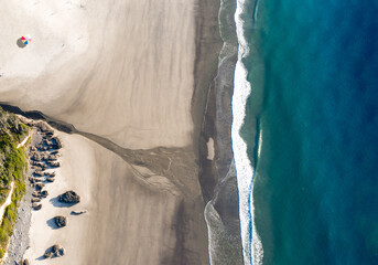 The beach of Oregon coast in drone view