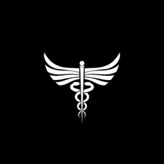 Caduceus icon isolated on dark background