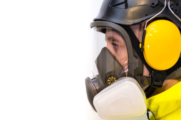 Man in full face mask