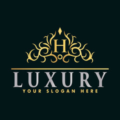 Golden luxury logo design,