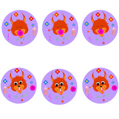 Stickers. Sets for small children For photos and monthly markings. one to six. Girl.
