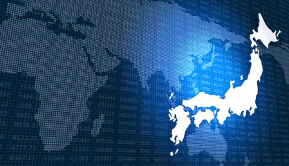 日本地図とメールのネットワーク デジタル背景 Business Wall Mural Busine Yoshitaka