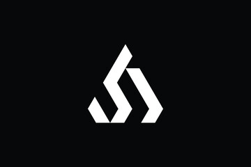 Minimal elegant monogram art logo. Outstanding professional trendy awesome artistic AS SA initial based Alphabet icon logo. Premium Business logo White color on black background.