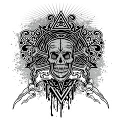 Gothic sign with skull, grunge vintage design t shirts