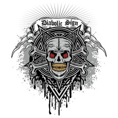 Gothic sign with skull and bones, grunge vintage design t shirts