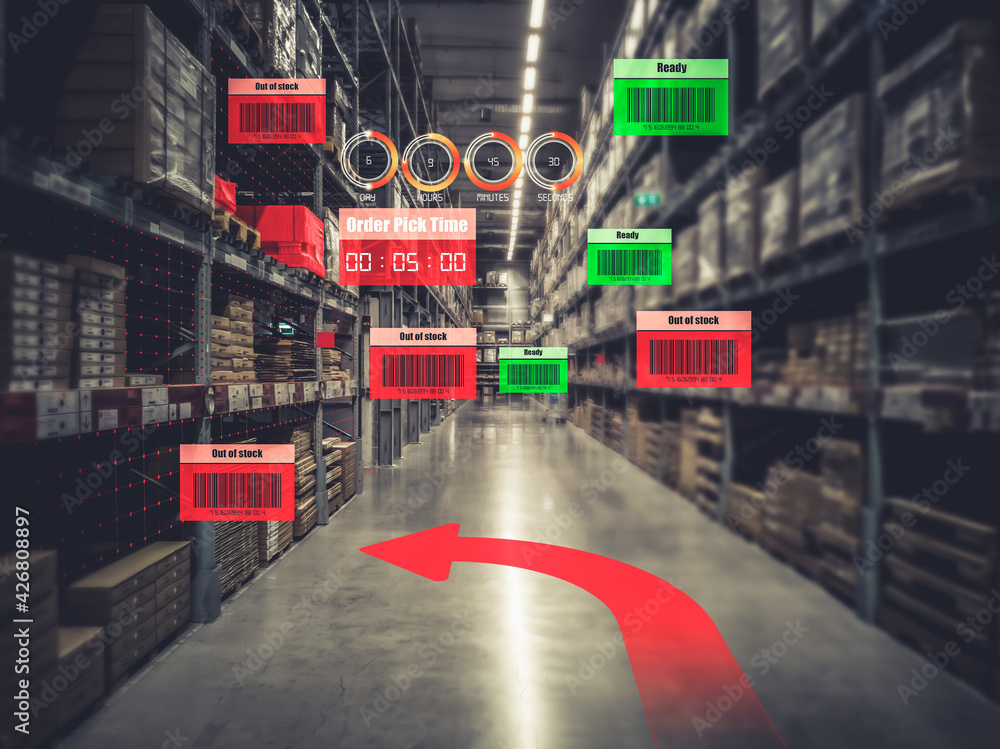 Poster smart warehouse management system using augmented reality technology to identify package picking and