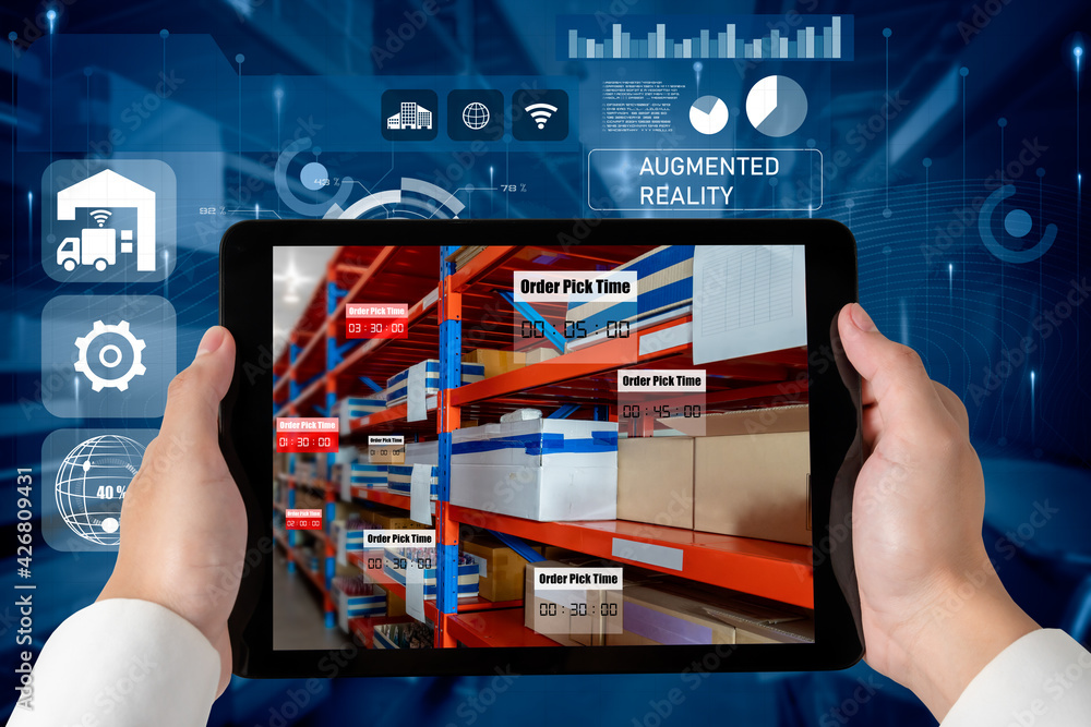 Aufkleber smart warehouse management system using augmented reality technology to identify package picking and