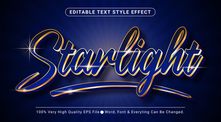 Starlight text, shiny royal blue golden style editable text effect - obrazy, fototapety, plakaty