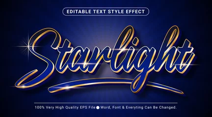 Fotobehang Starlight text, shiny royal blue golden style editable text effect © Creative Division