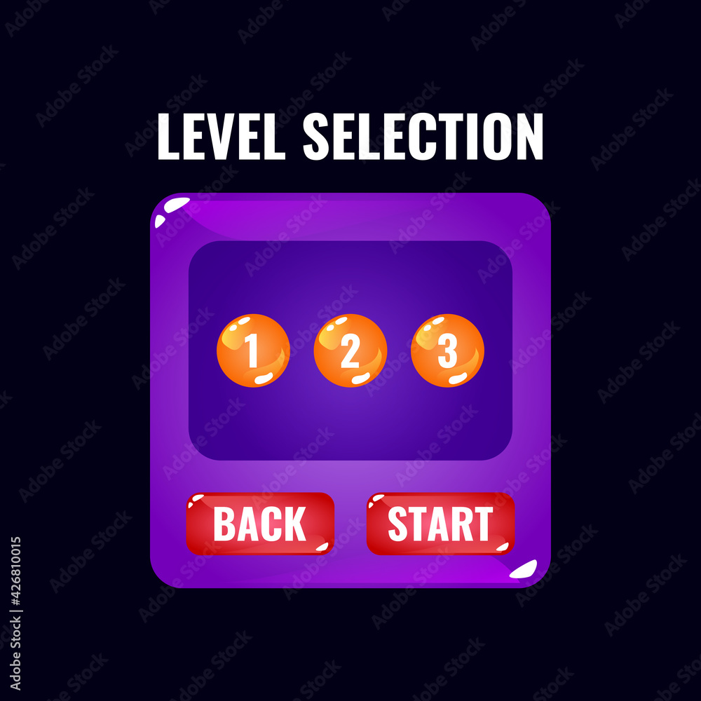 Poster funny colorful jelly game ui level selection interface. perfect for 2d games vector illustration