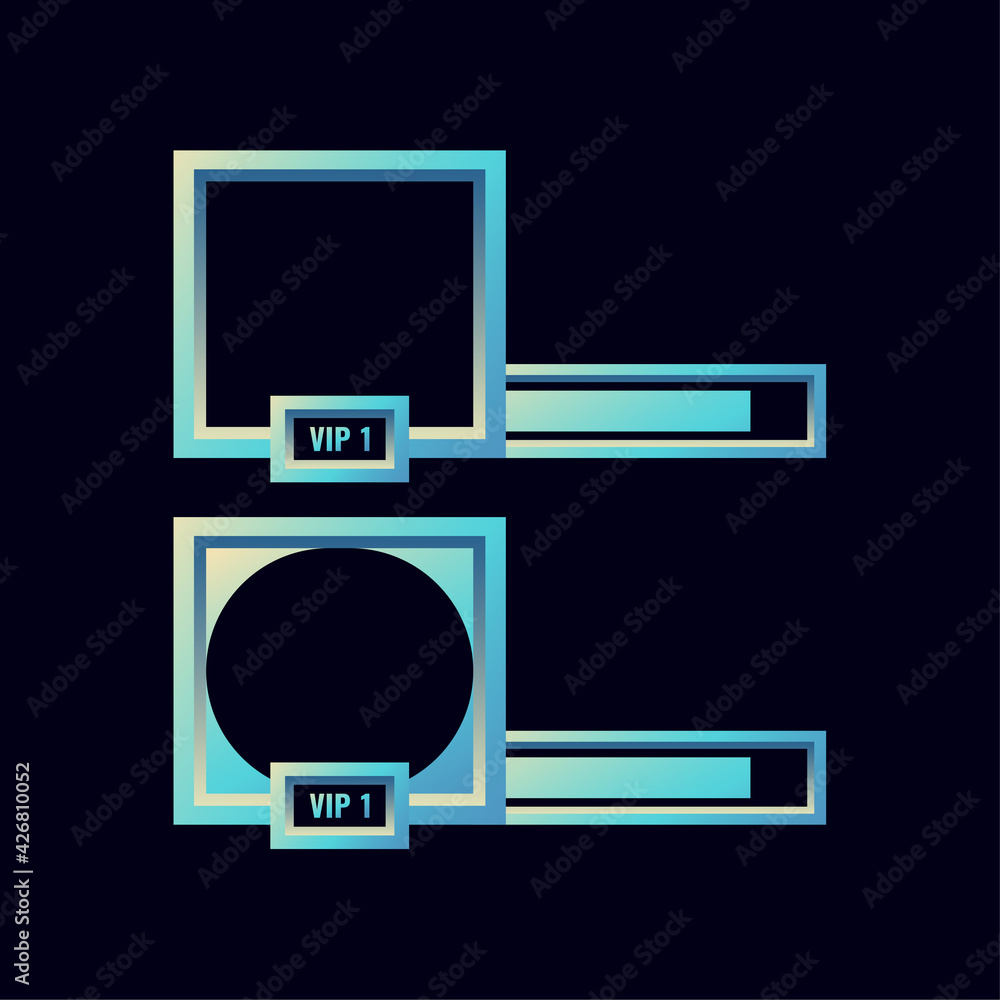 Fototapete set of fantasy glossy game ui frame banner with bar for gui asset elements vector illustration