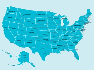 Doodle freehand drawing USA political map with major cities. Vector illustration. © tanarch