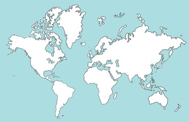 Freehand drawing world map sketch on white background. Vector illustration.