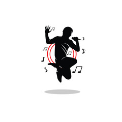 Silhouette of a logo of a man singing