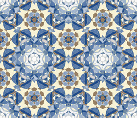 Fabric Seamless Pattern.  Summer or Spring Mosaic Background.