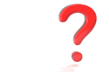 3d question mark symbol, red, on white background.