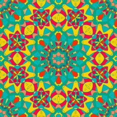 Fabric Seamless Pattern.  Summer or Spring Mosaic Background.