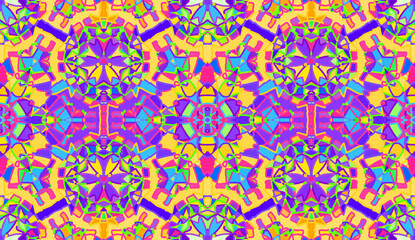 Fabric Seamless Pattern.  Summer or Spring Mosaic Background.