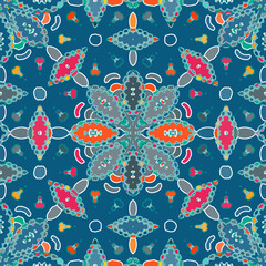 Fabric Seamless Pattern.  Summer or Spring Mosaic Background.