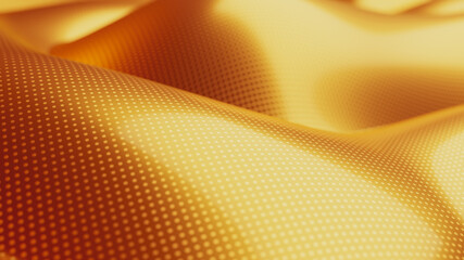 Luxury gold drapery cloth waves background. 3d rendering.