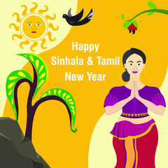 Creative Sinhala and Tamil new year vector post design