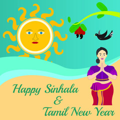 Creative Sinhala and Tamil new year vector post design