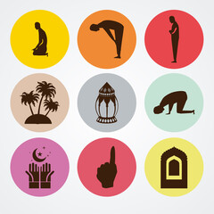 Ramadan icons set, set of Ramadan icons flat. vector illustration