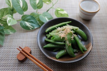 スナップエンドウのお浸し