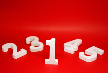 Obraz premium No.1 Winner on Red Background with Copy Space - Number 1 leadership stand successful and the best winner Concept