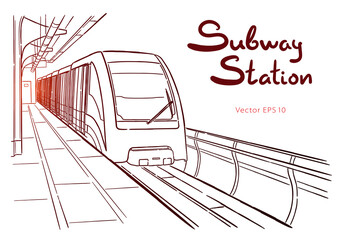 Hand drawn sketch Moscow light metro station
