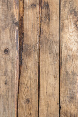 An old wooden backgroond. Wooden table top view . Aged wood planks background .  Horisontal...