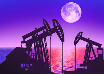 Ecology art. Oil wells.