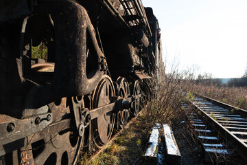 wheels of an old steam locomotive