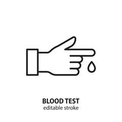 Blood test line icon. Vector sign of health diagnostics. Editable stroke.