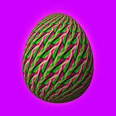 Happy Easter, Artfully designed and colorful 3D easter egg, 3D illustration on purple background