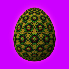 Happy Easter, Artfully designed and colorful 3D easter egg, 3D illustration on purple background